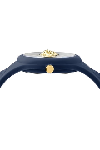 Montre à quartz en silicone et plaqué ion or jaune Fire Island Lion - Bleu et doré