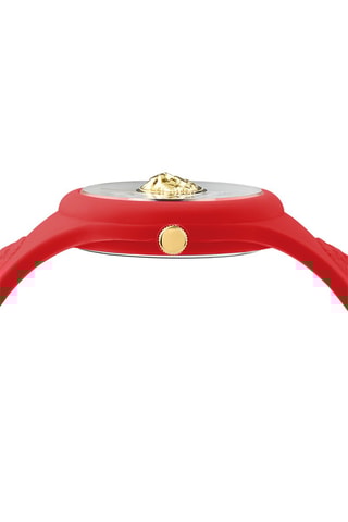 Montre à quartz en silicone et plaqué ion or jaune Fire Island Lion - Rouge et doré