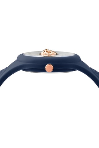 Montre à quartz en silicone et plaqué ion or rose Fire Island Lion - Bleu marine et doré rose