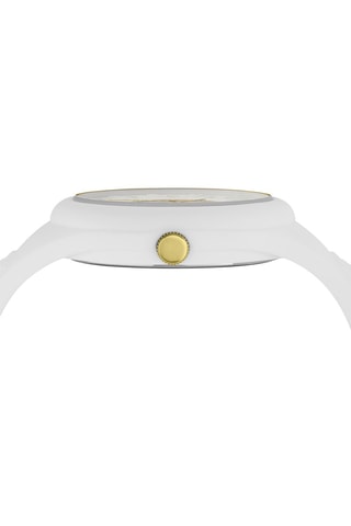 Montre à quartz en silicone et plaqué ion or jaune Fire Island - Blanc et doré