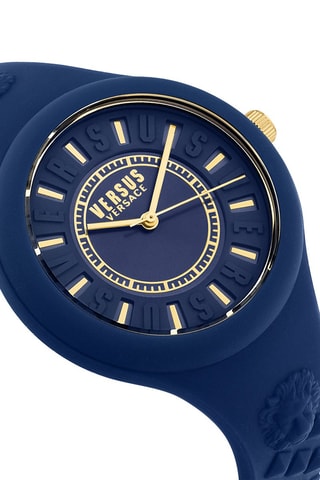 Montre à quartz en silicone et plaqué ion or jaune Fire Island - Bleu marine