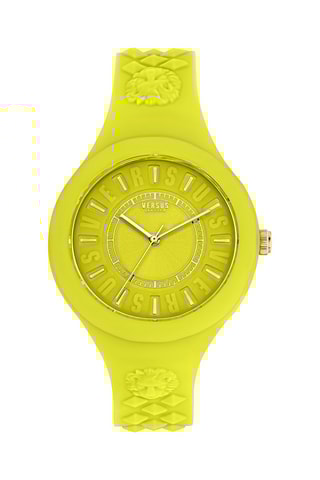 Montre à quartz en silicone et plaqué ion or jaune Fire Island - Vert citron