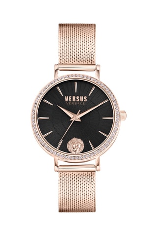 Montre à quartz en plaqué ion or rose ornée de cristaux Swarovski Mar Vista Crystal - Doré rose et noir