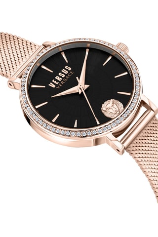 Montre à quartz en plaqué ion or rose ornée de cristaux Swarovski Mar Vista Crystal - Doré rose et noir