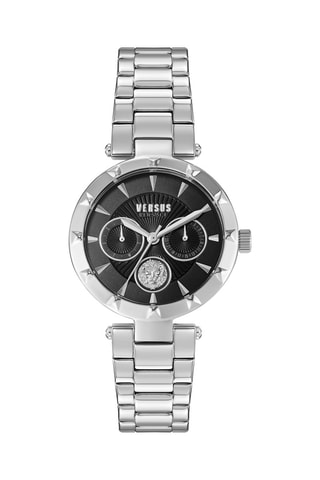 Montre à quartz en acier Sertie Multifunction - Argenté et noir