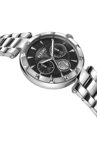 Montre à quartz en acier Sertie Multifunction - Argenté et noir