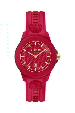 Montre à quartz en silicone et plaqué ion or jaune Tokyo - Rouge