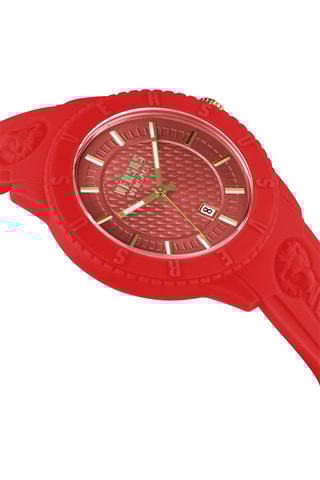 Montre à quartz en silicone et plaqué ion or jaune Tokyo - Rouge