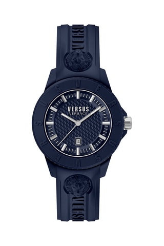 Montre à quartz en silicone Tokyo - Bleu et argenté