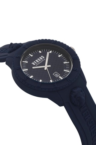 Montre à quartz en silicone Tokyo - Bleu et argenté