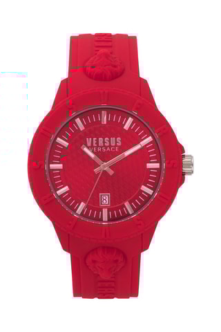 Montre à quartz en silicone Tokyo - Rouge et argenté