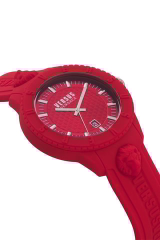 Montre à quartz en silicone Tokyo - Rouge et argenté