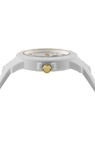 Montre à quartz en silicone et plaqué ion or jaune Tokyo - Blanc