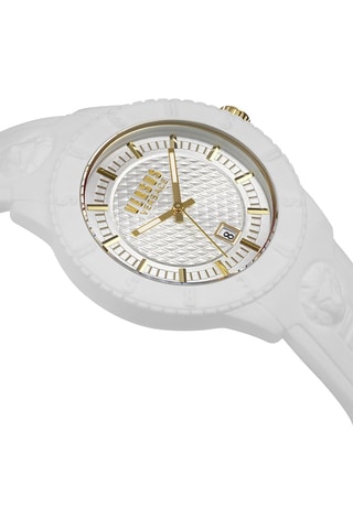 Montre à quartz en silicone et plaqué ion or jaune Tokyo - Blanc