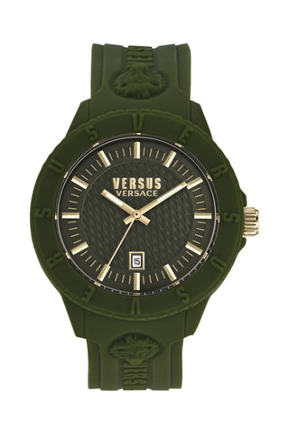 Montre à quartz en silicone et plaqué ion or jaune Tokyo - Kaki