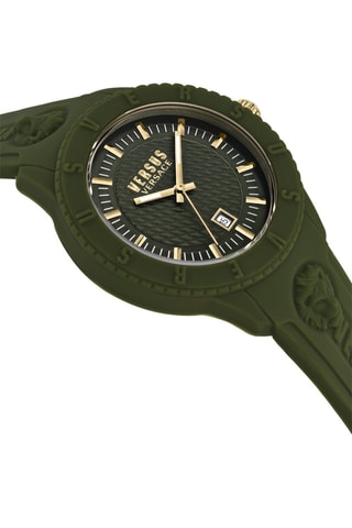Montre à quartz en silicone et plaqué ion or jaune Tokyo - Kaki