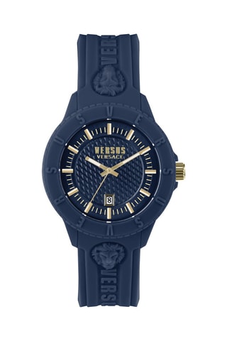 Montre à quartz en silicone et plaqué ion or jaune Tokyo - Bleu marine et doré
