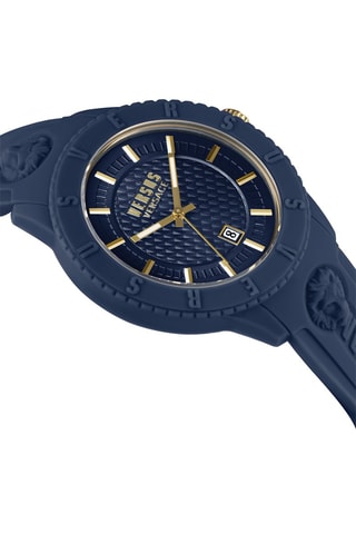 Montre à quartz en silicone et plaqué ion or jaune Tokyo - Bleu marine et doré