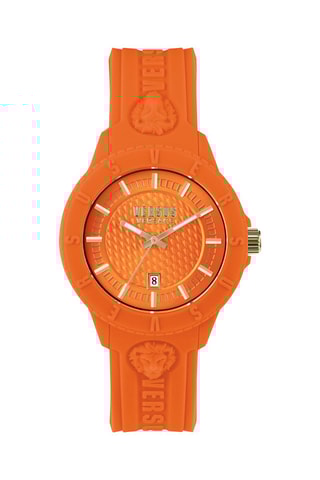 Montre à quartz en silicone et plaqué ion or jaune Tokyo - Orange