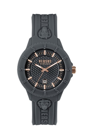 Montre à quartz en silicone et plaqué ion or rose Tokyo - Gris
