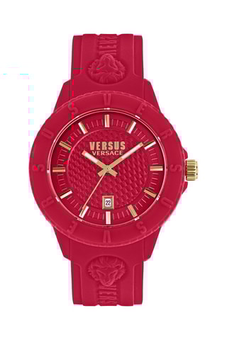 Montre à quartz en silicone et plaqué ion or rose Tokyo - Rouge et doré