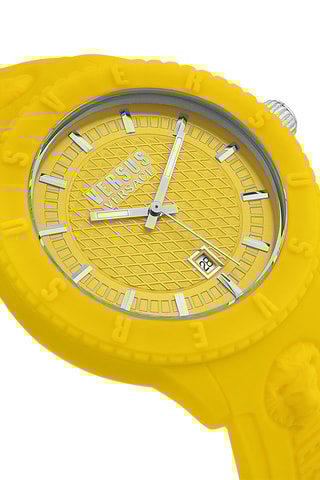 Montre à quartz en silicone Tokyo - Jaune et argenté
