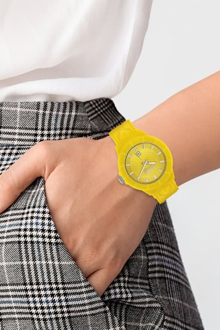 Montre à quartz en silicone Tokyo - Jaune et argenté