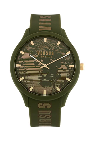 Montre à quartz en silicone et plaqué ion or jaune Domus - Vert et doré