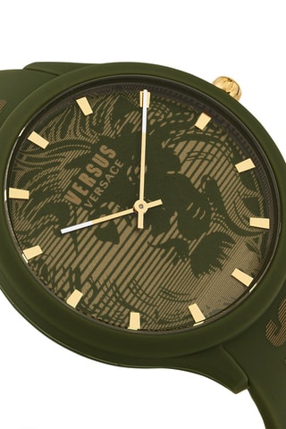 Montre à quartz en silicone et plaqué ion or jaune Domus - Vert et doré