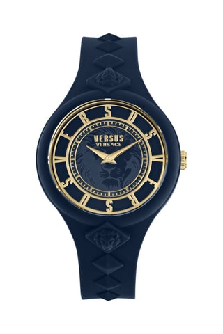 Montre à quartz en silicone et plaqué ion or jaune Fire Island Studs - Bleu marine et doré