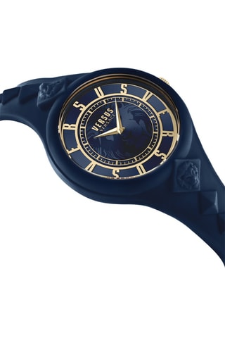 Montre à quartz en silicone et plaqué ion or jaune Fire Island Studs - Bleu marine et doré