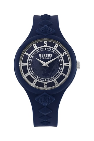 Montre à quartz en silicone Fire Island Studs - Bleu marine et argenté