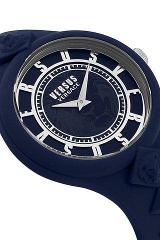 Montre à quartz en silicone Fire Island Studs - Bleu marine et argenté