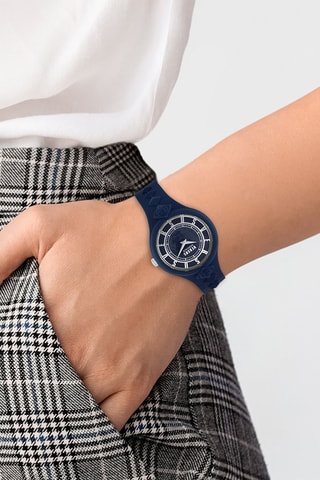 Montre à quartz en silicone Fire Island Studs - Bleu marine et argenté