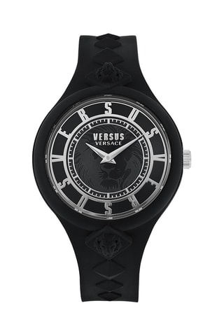 Montre à quartz en silicone Fire Island Studs - Noir et argenté