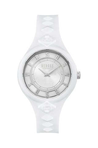Montre à quartz en silicone Fire Island Studs - Blanc et gris clair