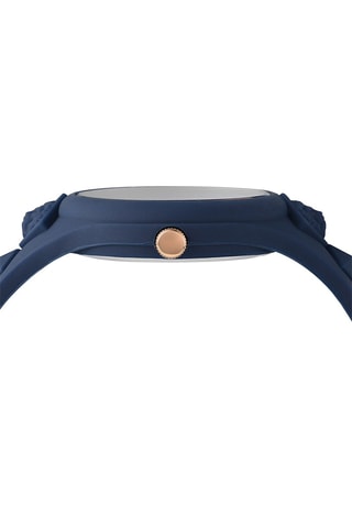 Montre à quartz en silicone et plaqué ion or rose Fire Island Studs - Bleu marine et doré rose