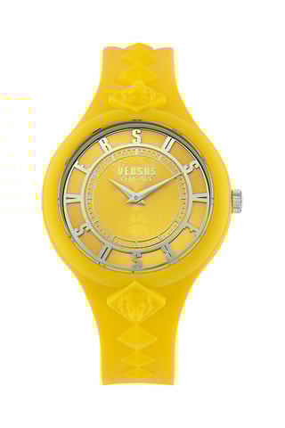 Montre à quartz en silicone Fire Island Studs - Jaune et argenté