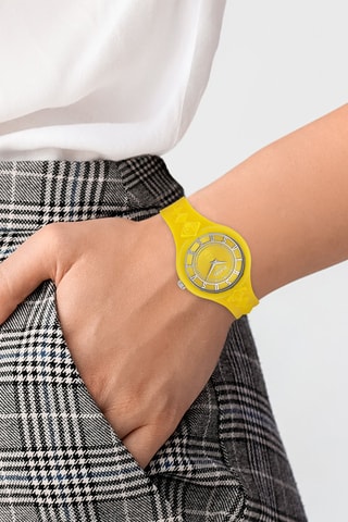Montre à quartz en silicone Fire Island Studs - Jaune et argenté
