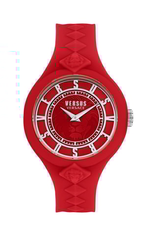 Montre à quartz en silicone Fire Island Studs - Rouge et argenté
