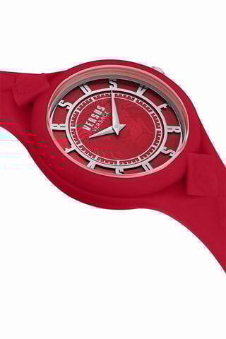 Montre à quartz en silicone Fire Island Studs - Rouge et argenté
