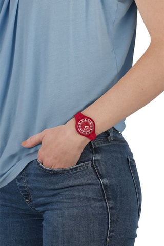 Montre à quartz en silicone Fire Island Studs - Rouge et argenté
