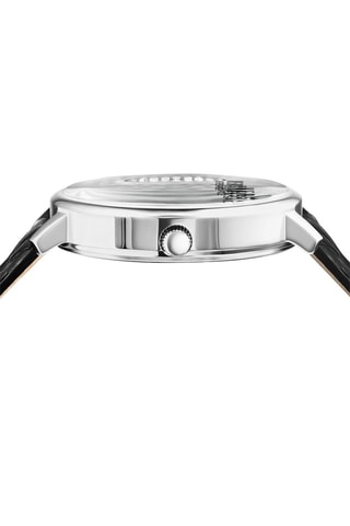 Montre à quartz en cuir orné de cristaux Swarovski La Villette Crystal - Noir et argenté