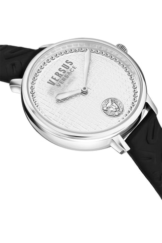 Montre à quartz en cuir orné de cristaux Swarovski La Villette Crystal - Noir et argenté