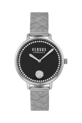 Montre à quartz en acier ornée de cristaux Swarovski La Villette Crystal - Argenté et noir