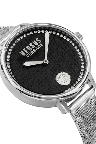Montre à quartz en acier ornée de cristaux Swarovski La Villette Crystal - Argenté et noir