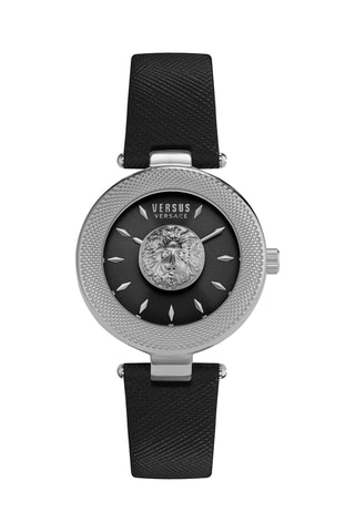 Montre à quartz en cuir Brick Lane Lion - Noir et argenté
