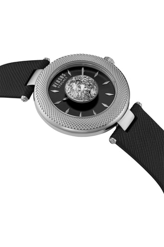 Montre à quartz en cuir Brick Lane Lion - Noir et argenté