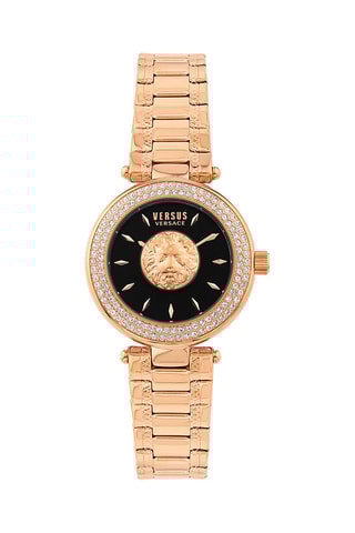 Montre à quartz en acier plaqué ion or rose Brick Lane Lion Crystal - Doré rose et noir