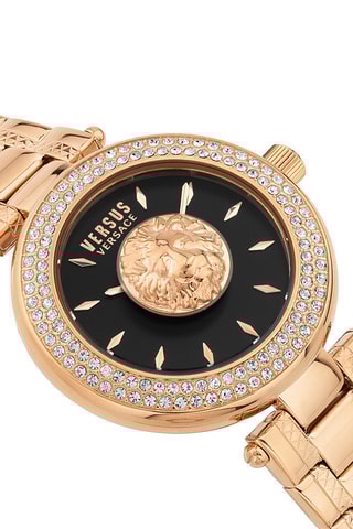 Montre à quartz en acier plaqué ion or rose Brick Lane Lion Crystal - Doré rose et noir